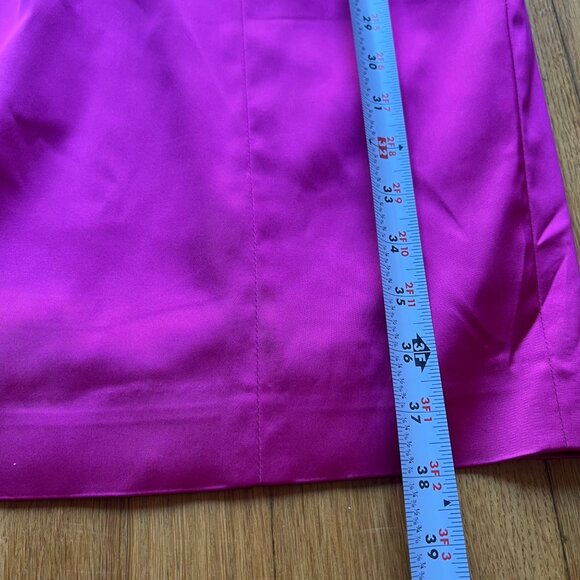 Kay Unger Size 8 Pink Satin Cap Sleeve Pleated Cocktail Sheath Dress - Picture 9 of 16